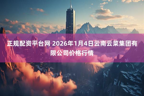 正规配资平台网 2026年1月4日云南云菜集团有限公司价格行情